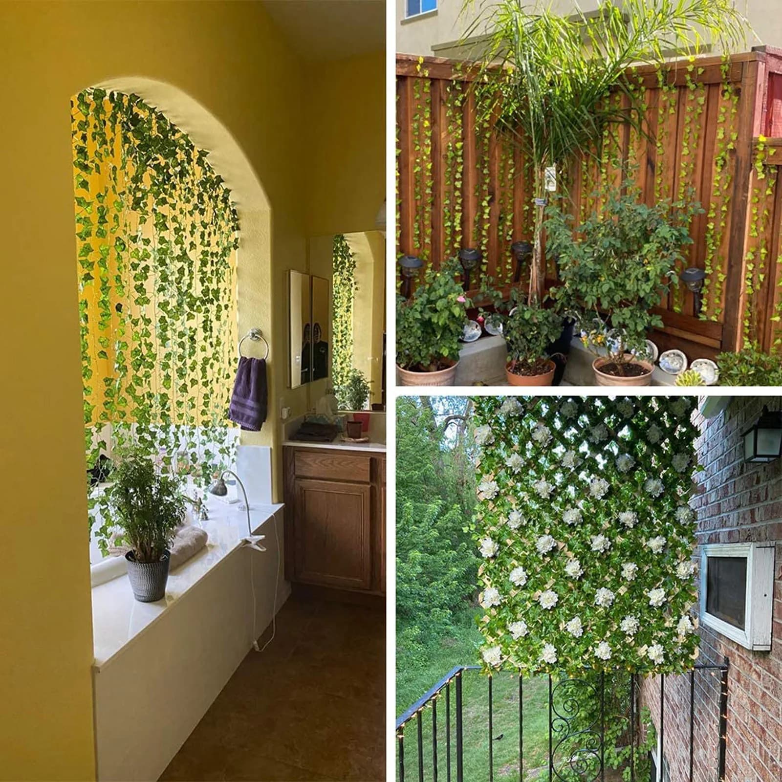 12PC Artificial Leaves Decor Family Wall Realistic Hanging Green Leaves Indoor Outdoor Home Wall Faux Plants Decoration Set