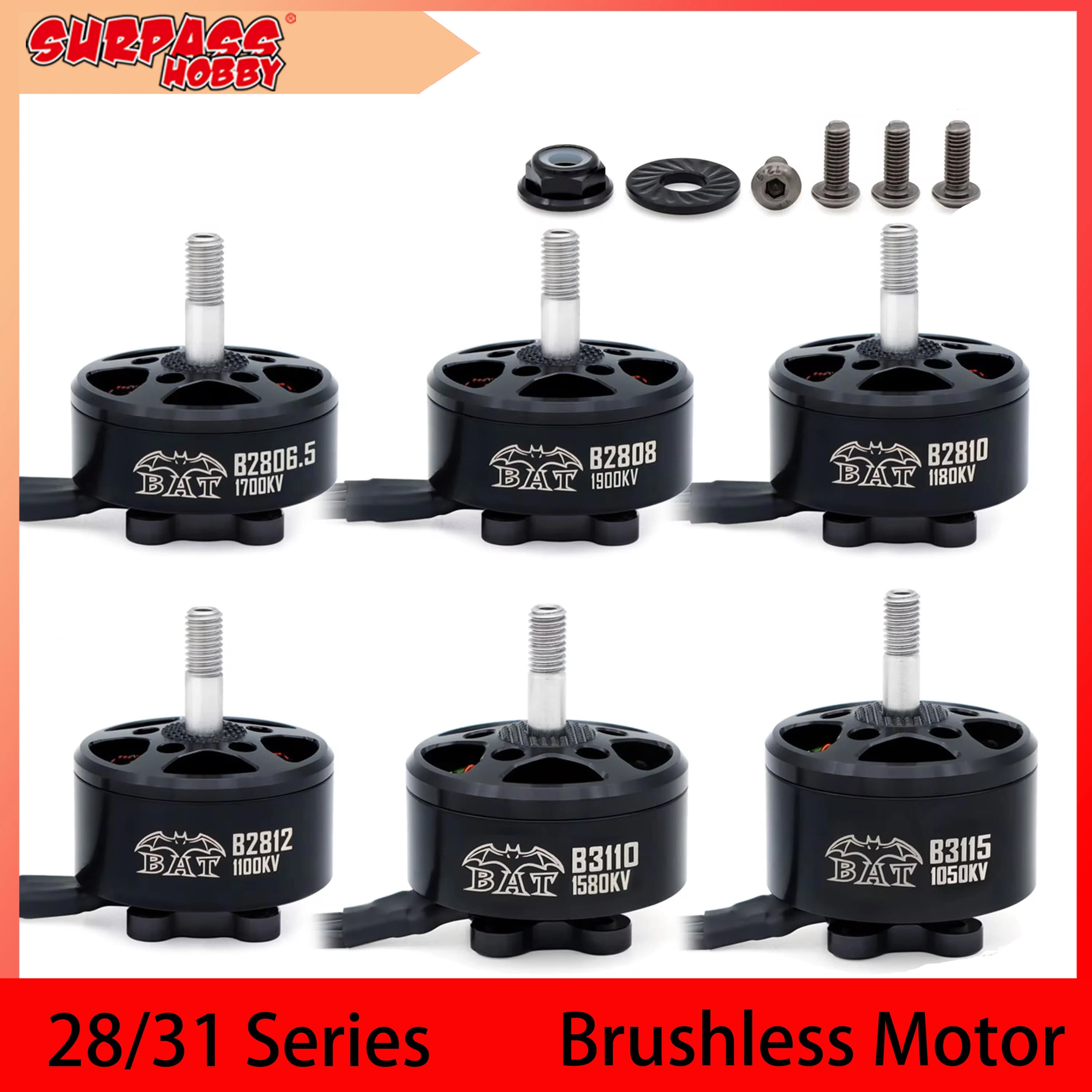 Surpass Hobby BAT 2806.5 2808 2810 2812 3110 3115 Motore Brushless Rotore Esterno per RC Aereo FPV Drone Multicopter Quadcopter