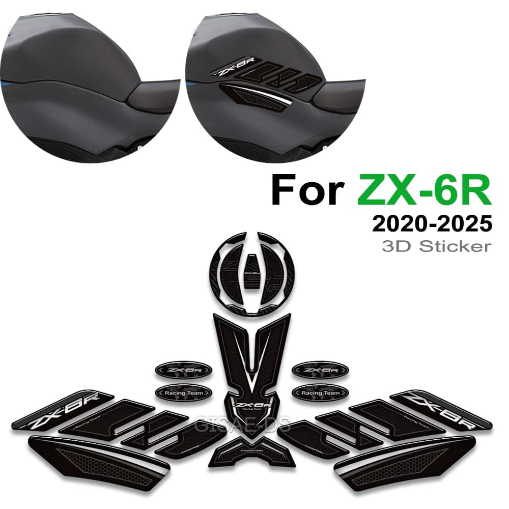 Per kawasaki Ninja ZX-6R ZX6R ZX 6R Moto Serbatoio Della Protezione Pad Manopole Gas Olio Combustibile Kit Ginocchio Adesivi Decalcomanie 2020 - 2025