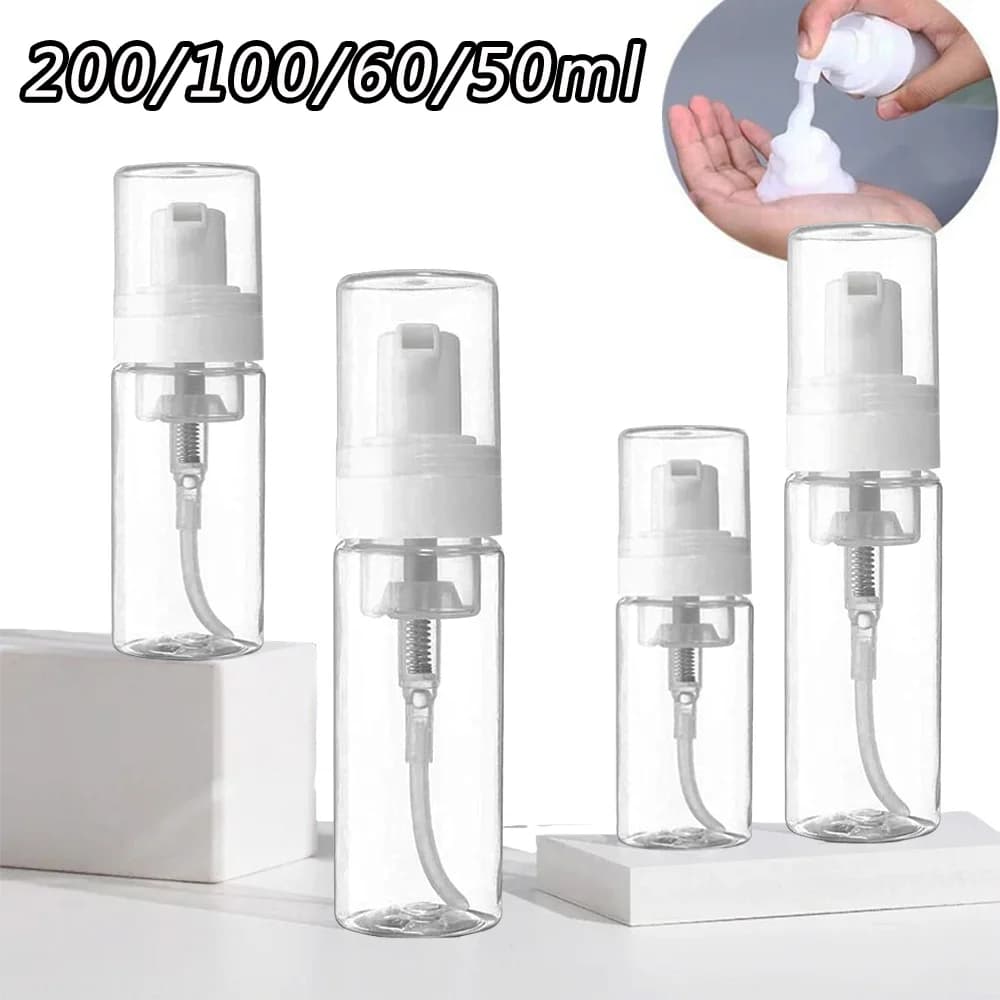 Flacone in schiuma per tatuaggi da 200/100/60/50ml, flacone con pompa schiumogena, flacone spray trasparente vuoto, dispenser sapone detergente, accessori per tatuaggi
