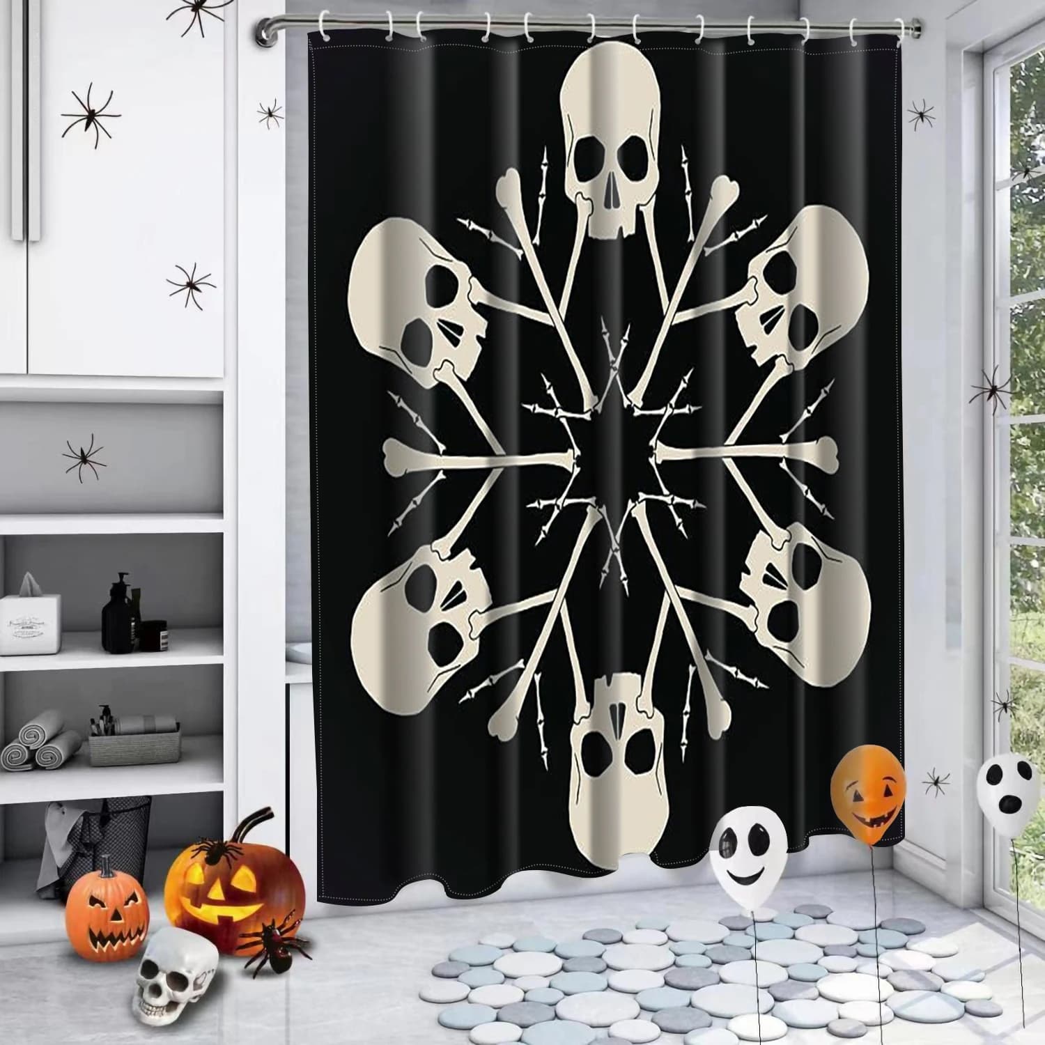 2025 Tenda da doccia per bagno con motivo teschio di Halloween con 12 ganci Decorazioni e accessori per il bagno di casa