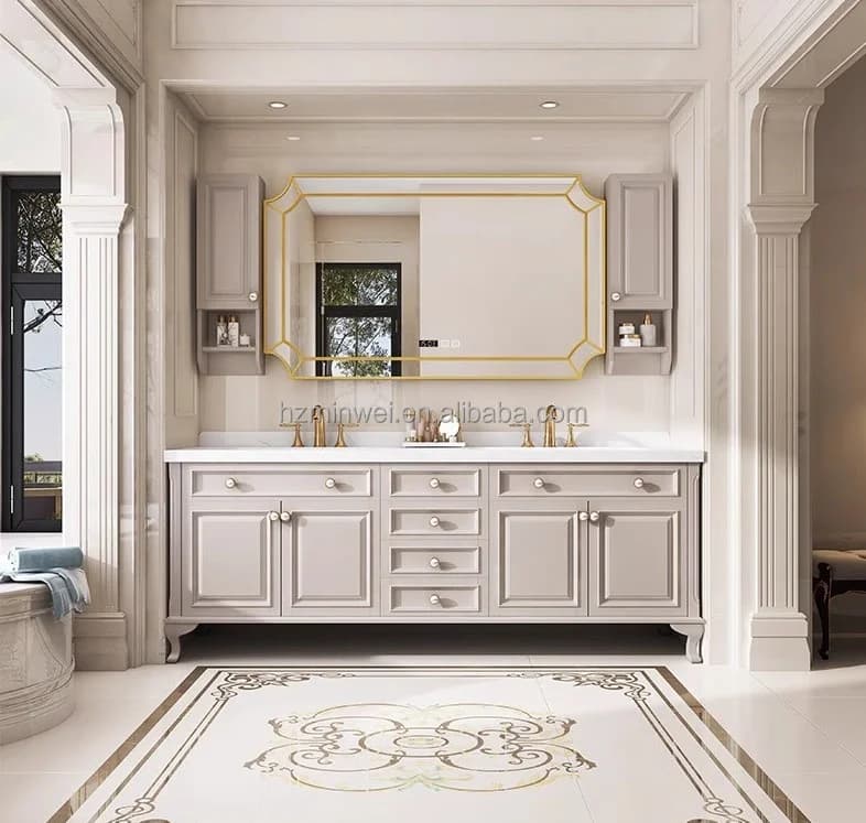 *&q Modern Double Basin Wall-Mounted Bathroom Cabinet Mirror Seamless Ceramic Integrated Wash Sink Washbasin Toilet Washstand