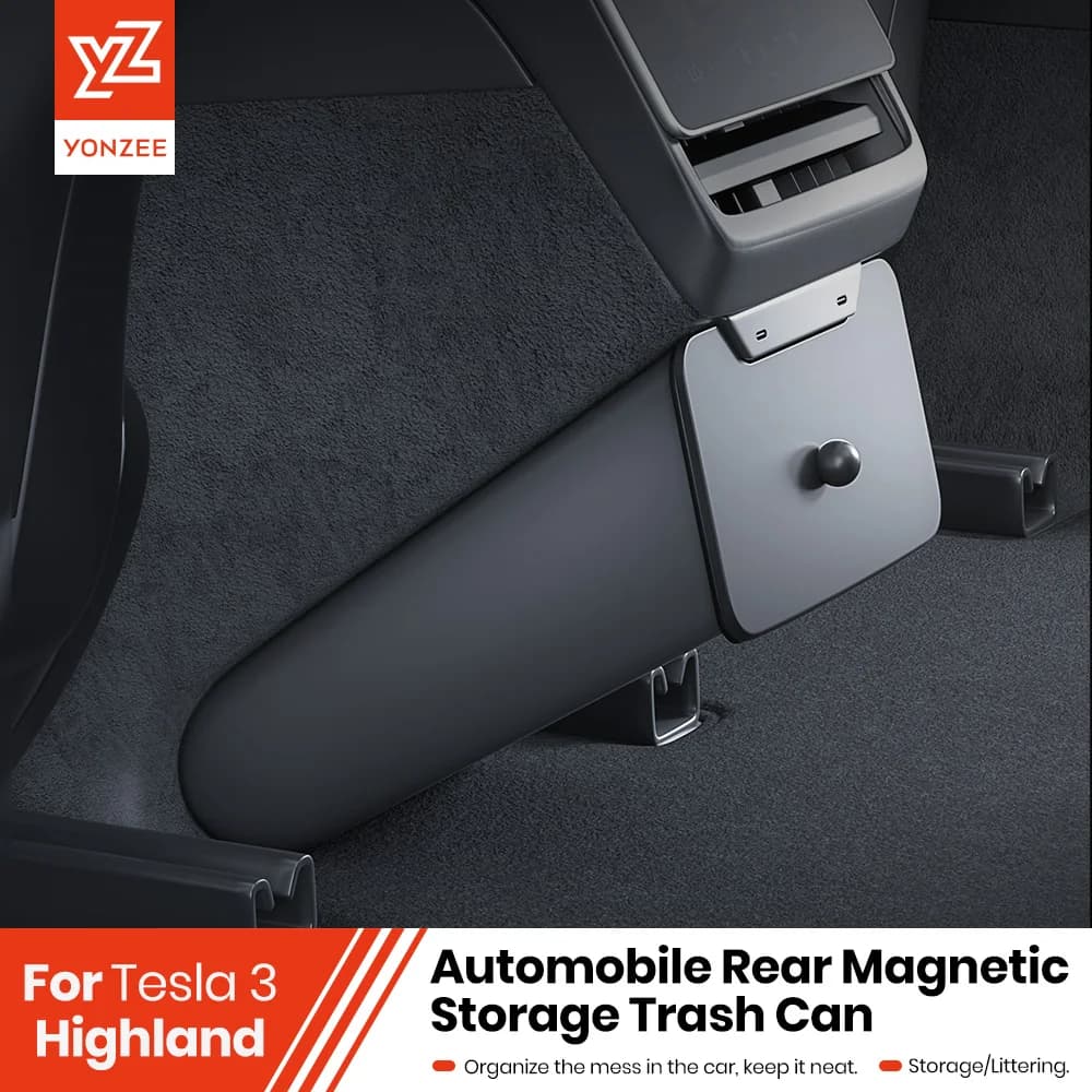 YZ Per Tesla Modello 3 Y Highland Juniper 2025 Sedile Posteriore Bidone della Spazzatura Interno Posteriore Scatola di Immagazzinaggio Bidone della Spazzatura Magnetico Accessori Auto