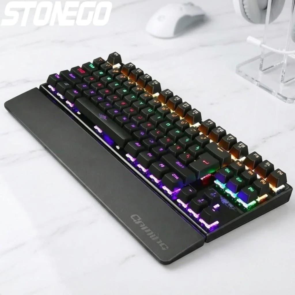 Tastiera Meccanica da Gaming Retroilluminata, 26 Tasti Anti-Ghosting, USB Cablata, LED Colorati, Tastiera Illuminata per Gamer