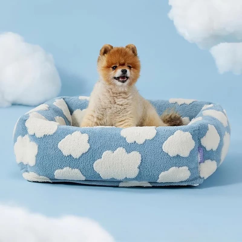 Cuccia per animali domestici in cotone jacquard, calda e confortevole, cuscino quadrato per cani e gatti