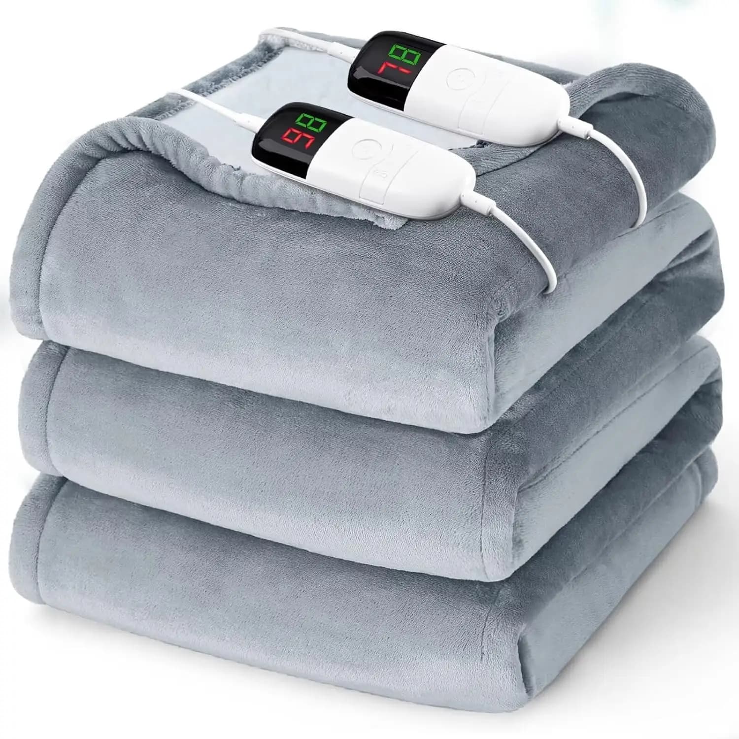 Coperta riscaldata elettrica Queen Size con doppio controllo, 10 livelli di calore e spegnimento automatico, morbida flanella per il comfort invernale