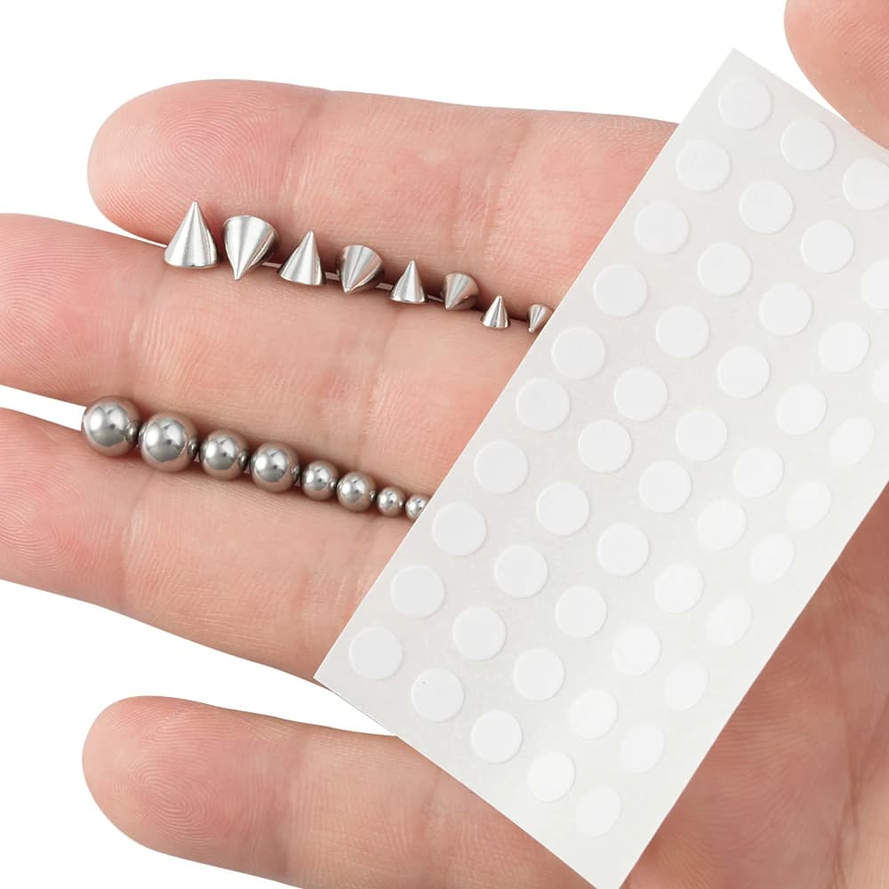 Adesivo Pancia finta Sopracciglio Labbro Piercing Stud Non piercing Orecchino Set Nuovo falso Anello al naso Gioielli penetranti Ancoraggio dermico Top