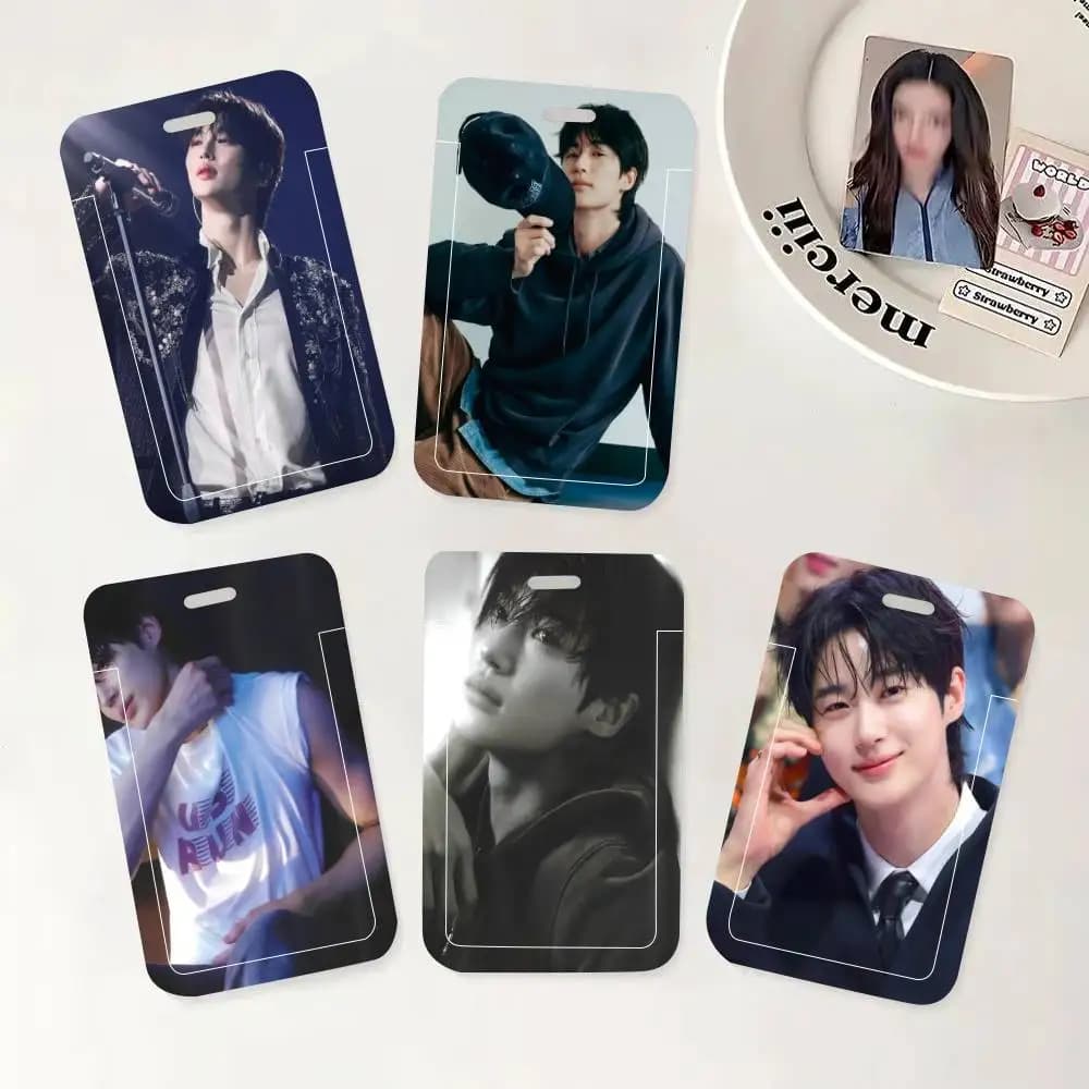 Porta badge Kpop Byeon Woo-seok con cordino da collo, portachiavi e custodia per credenziali da lavoro - Regalo