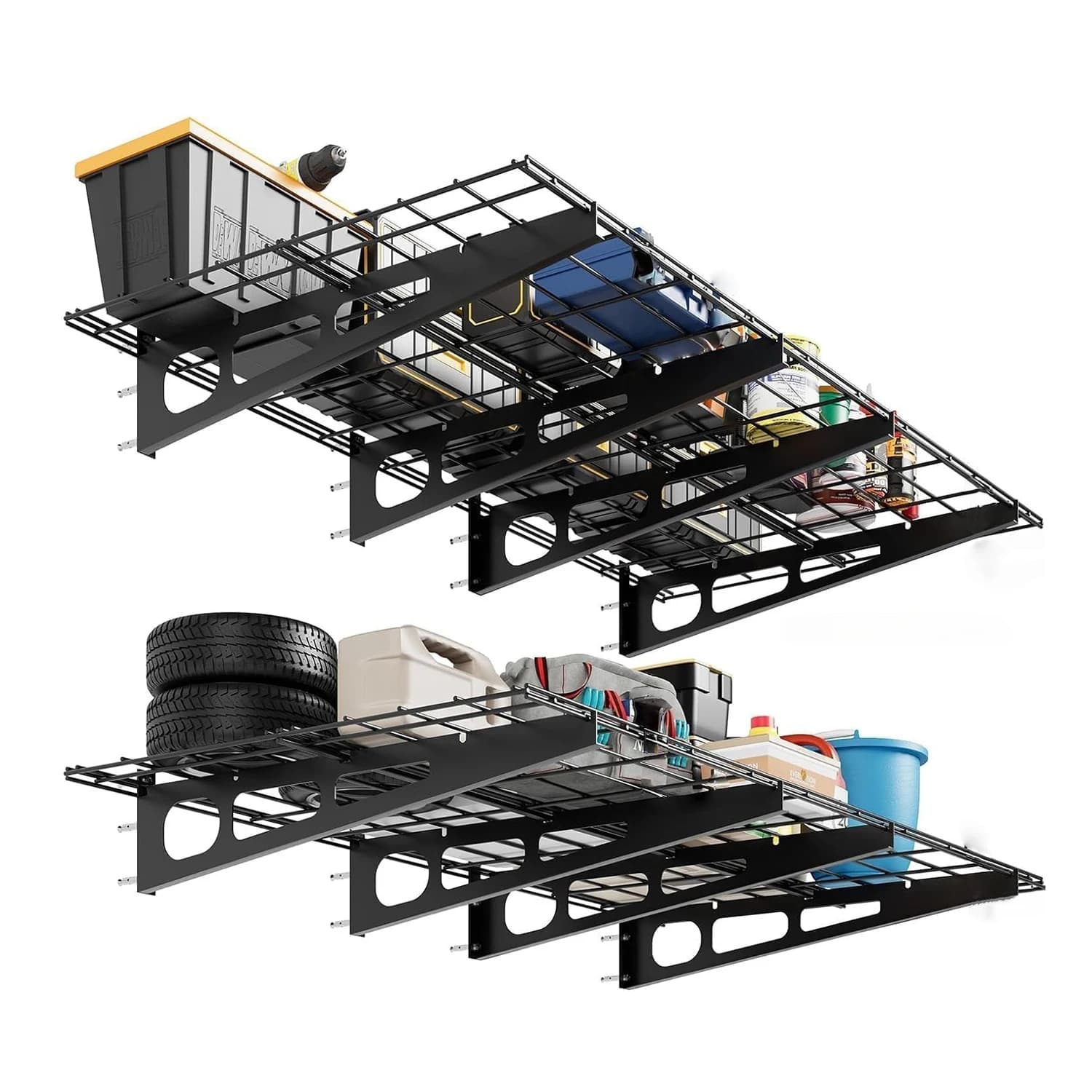 Confezione da 2 scaffali per garage da 2x6 piedi montati a parete, 24"x72" scaffale per garage ripiani galleggianti per magazzino, lavanderia
