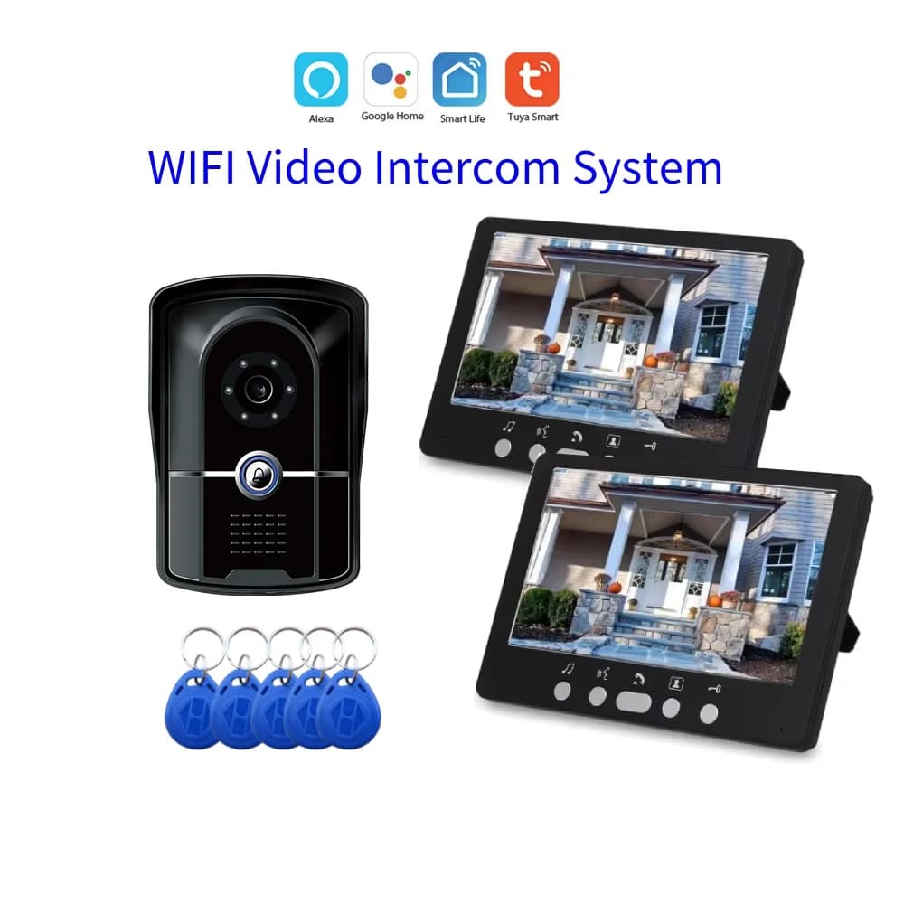 Sistema videocitofonico da 7 pollici Tuya WiFI 1080P Citofono Porta telecamera Appartamento Villa AHD Videocitofono con slot per scheda SD