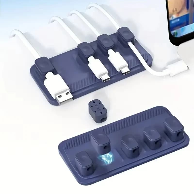 Self-adhesive Silicone Magnetic Cable Organizer USB Data Charging Line Holder Flexible Desktop Clips DIY Mouse Wire Management