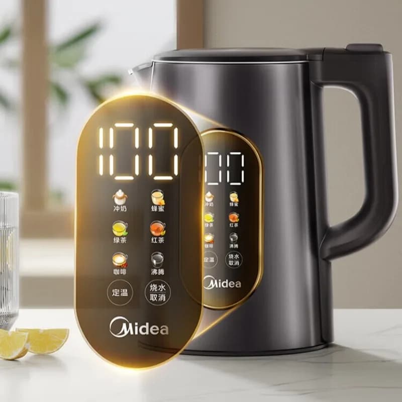 Midea 1.7L Large Capacity Electric Kettle, 304 Stainless Steel, Portable, Automatic Power-Off, Seamless Inner Liner