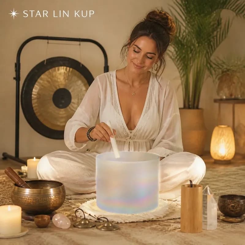 STAR LIN KUP Misty Aurora Alchemy Crystal Singing Bowl Perfect Pitch Healing Meditation Sound Therapy Chakra Balance