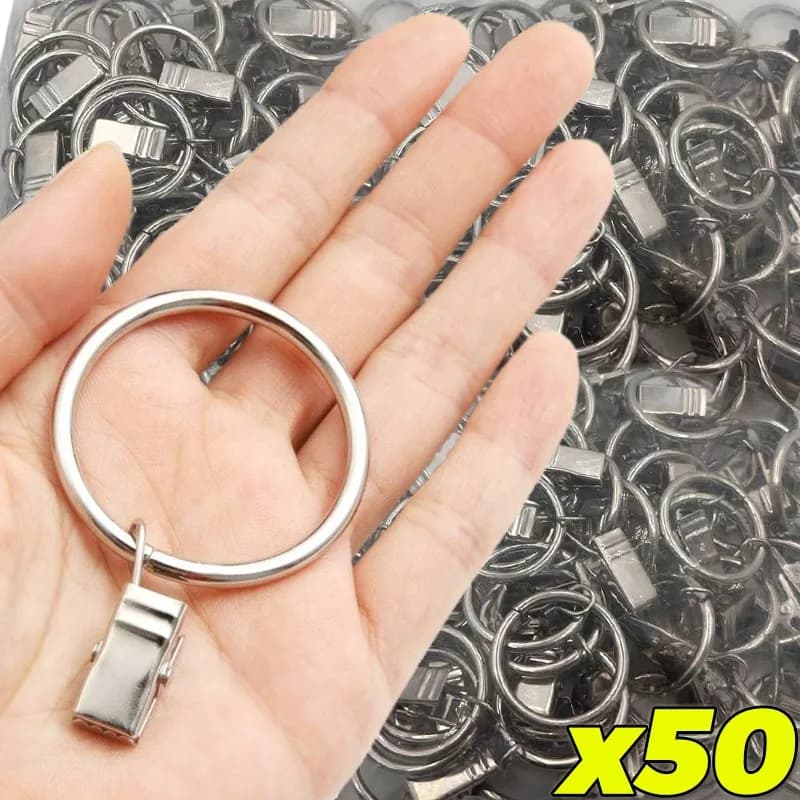 Clip per asta per tenda in metallo all'ingrosso con ganci per anelli Anelli per tende in argento nero apribili per appendiabiti per decorazioni per finestre per salotto da bagno