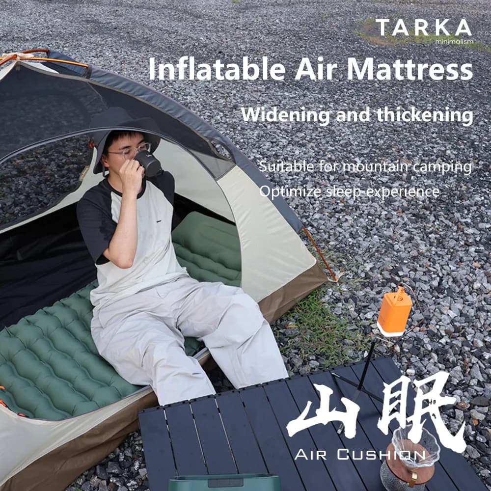 TARKA Camping Air Mattress Sleeping Pads With Pillow Ultralight Air Cushion Single-person Version Built In Pump For Climbing Hik
