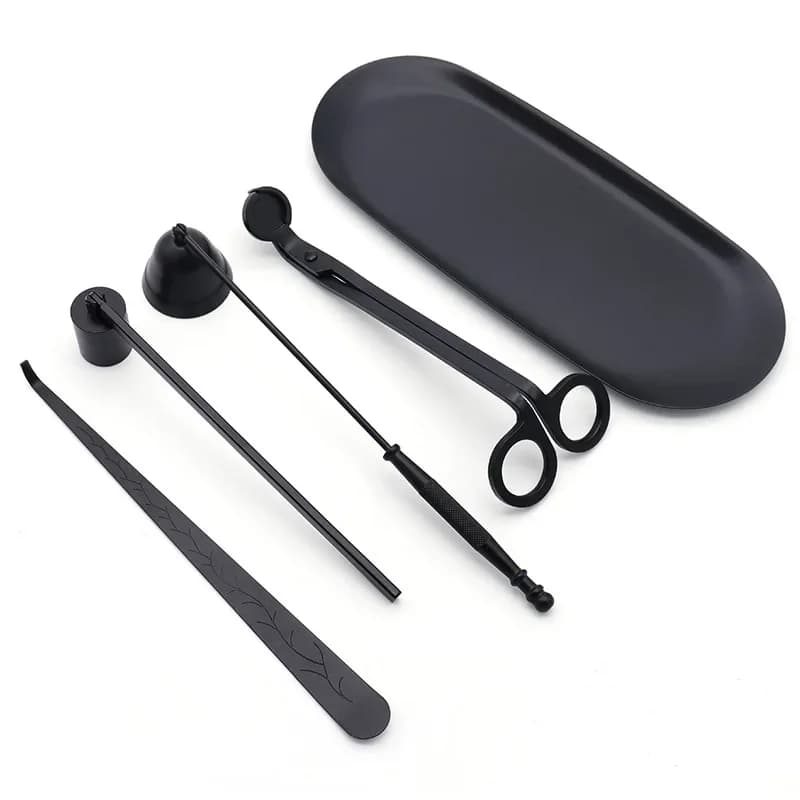 5 styles of black candle extinguishing trays for perfumed candles, scissors, accessories for hooks tools for the extinction of candles with stopper finishing