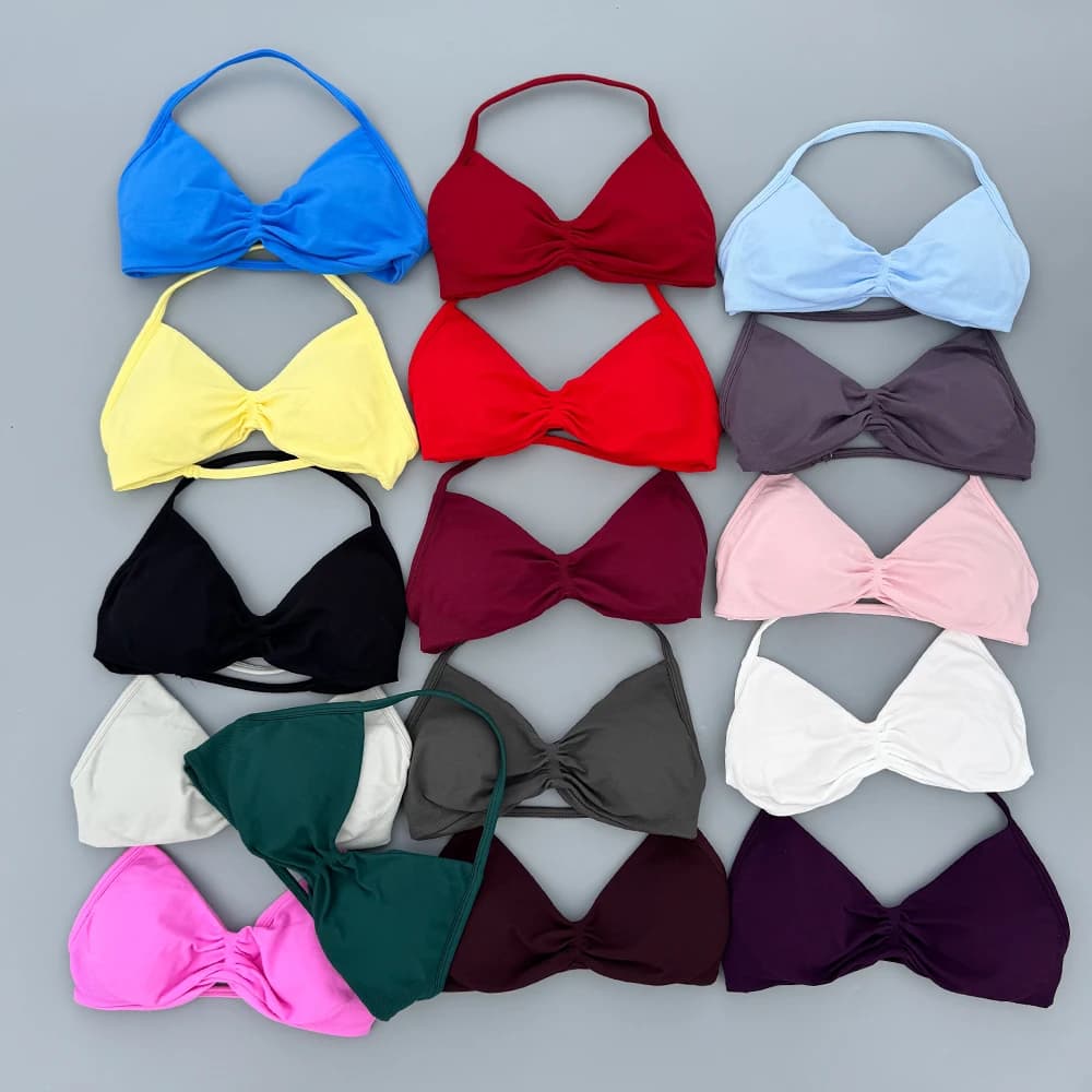 AURA IMPACT Strappy Bra Gym Top Women High Support Thin Strap Seamless Halter Sports Bras Workout Yoga Underwear With Pads