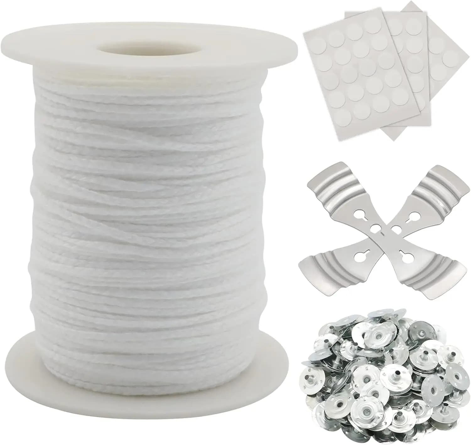 Stoppino Roll Braided 24 Wire 200 Feet with Metal Supports, Tongues and Stickers for Creation of Fai-da- Candles ♪