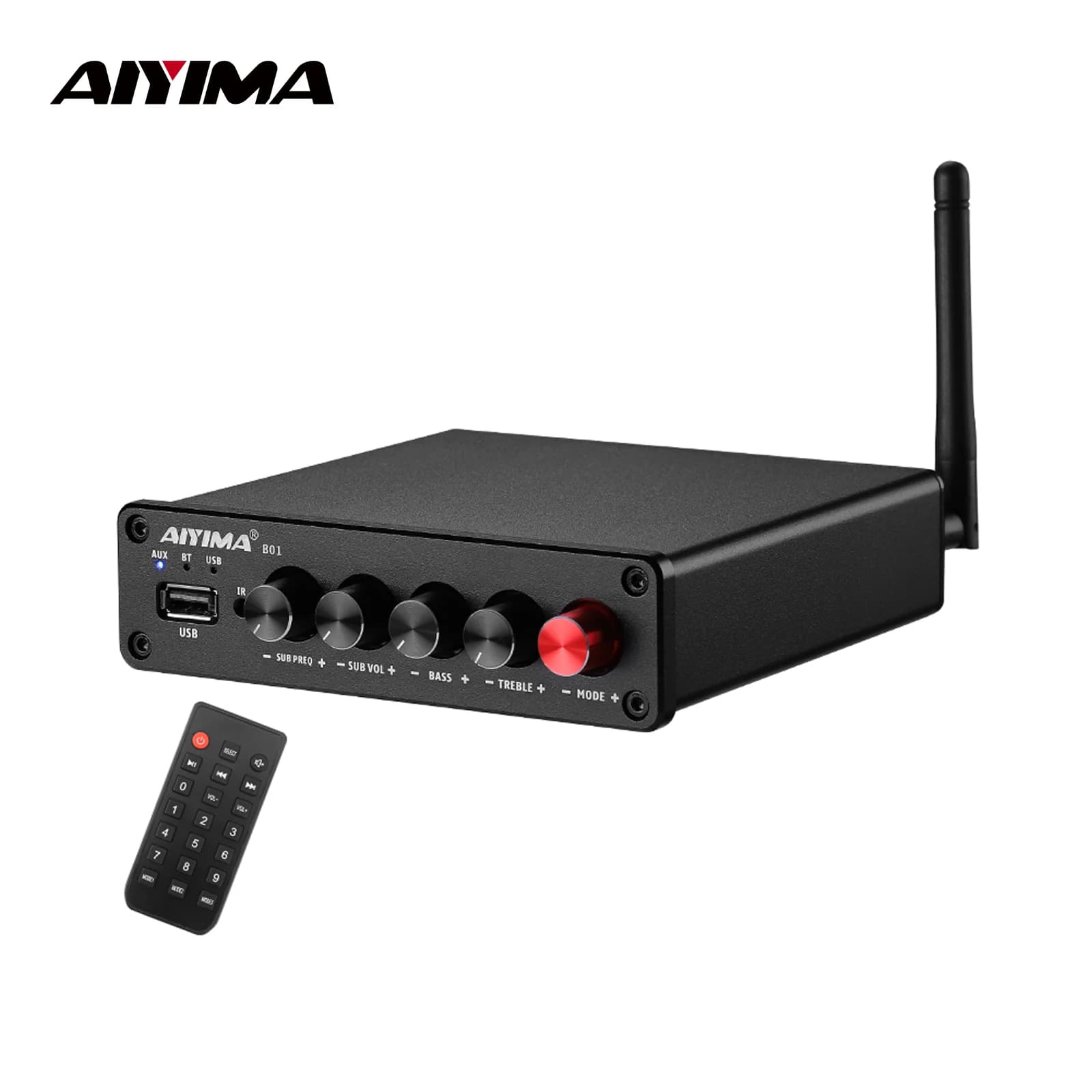 AIYIMA B01 Amplificatore di Potenza Bluetooth 2.1, Amplificatore Audio per Casa, A03 TPA3116 Amplificatore Subwoofer 50Wx2+100W