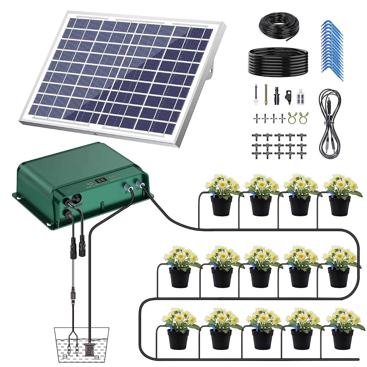 Hot Product Solar Garden Automatic Irrigation Drip Watering Kit Potted for Plants Flower Household Auto Timer Watering System