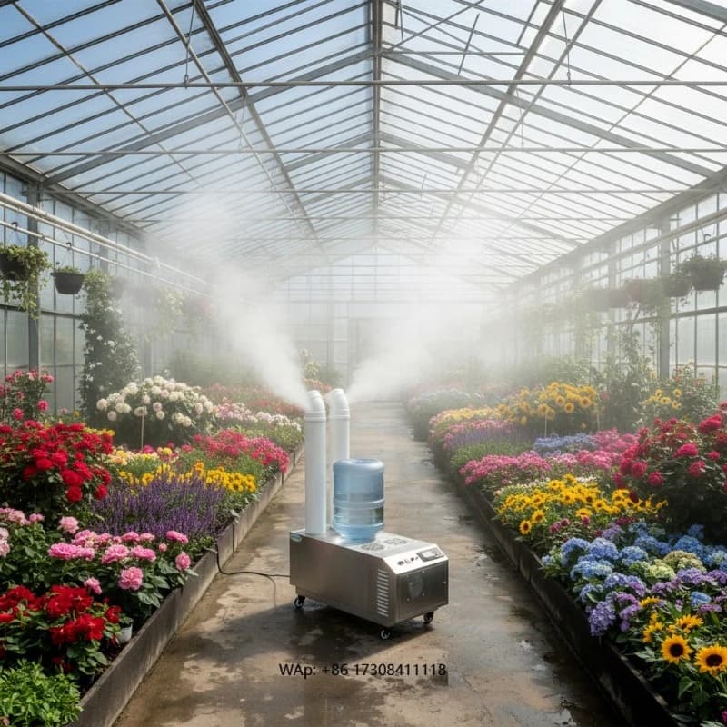 Smart 304 Stainless Steel Ultrasonic Humidifier for Greenhouses - Auto-Humidity Sensor & Programmable Timer