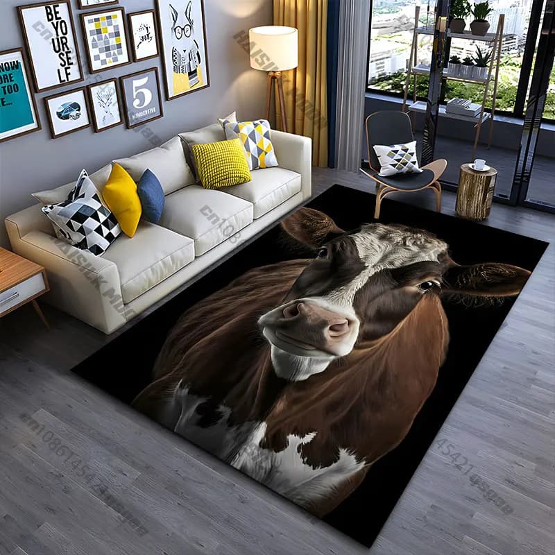 Carpet with cow pattern looking forward to the dark, yoga carpet, decoration for living room, carpet for children's crawler, tirbino, carpet for play area