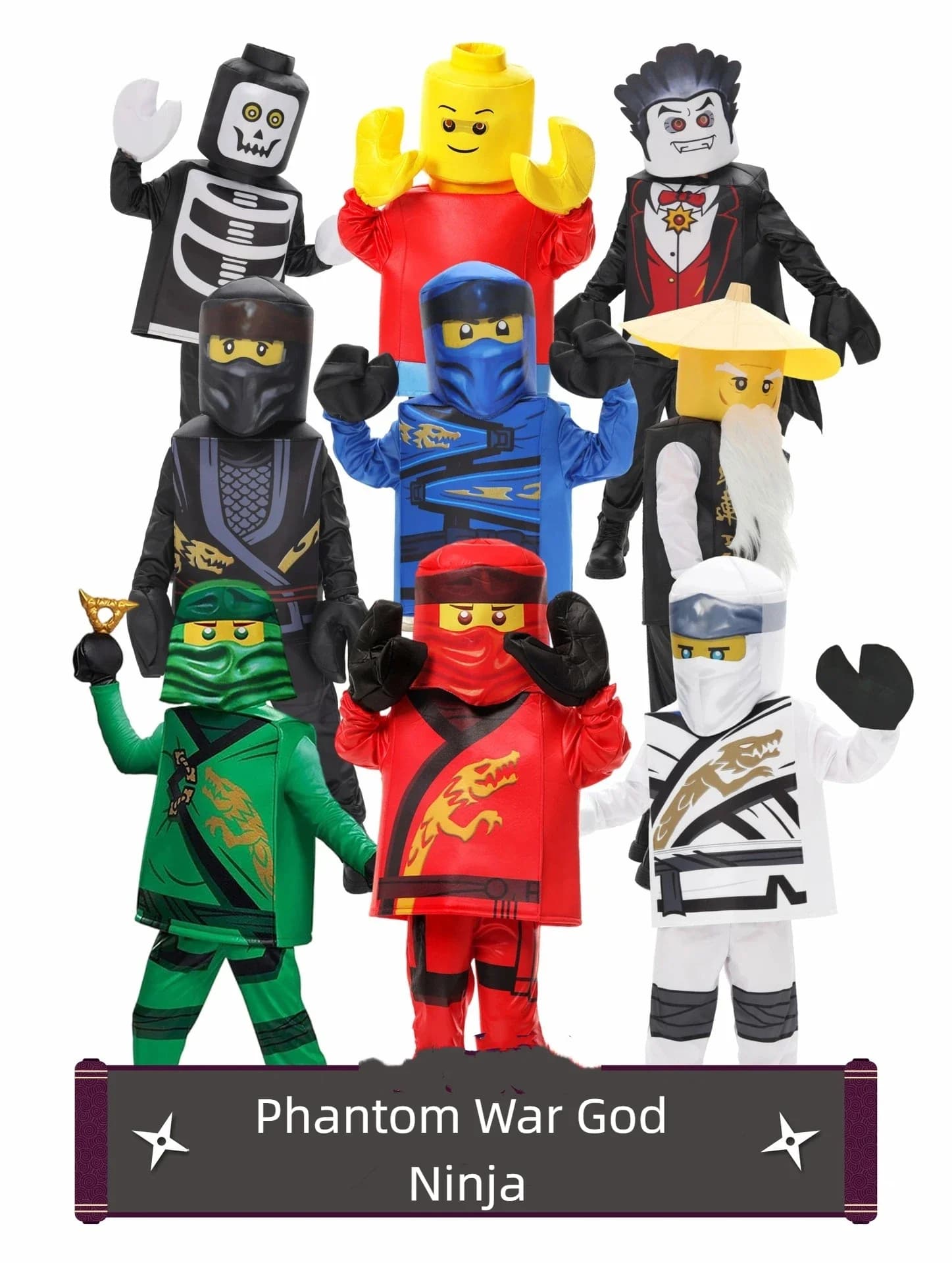 Costumi da Ninja Fantasma per Ragazzi e Ragazze, Set Le,Go per Halloween, Costumi per Cosplay e Spettacoli per Bambini