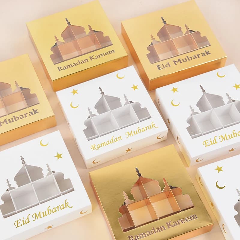 1/5 Pezzi Scatola per Dolci Ramadan Mubarak, Confezione Regalo per Cioccolato, Decorazioni EID Mubarak 2026, Accessori per Feste Islamiche