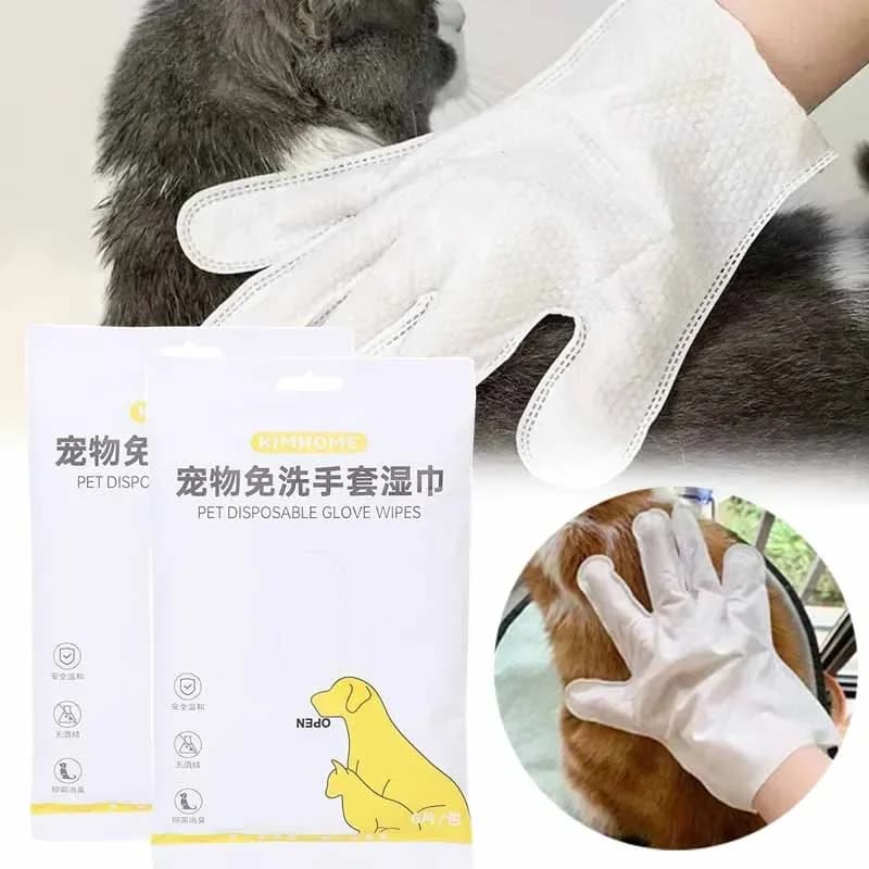 6 pezzi Pet Wash Free salviette per guanti asciugamani usa e getta deodoranti per la pulizia a secco cani e gatti asciugamani bagnati forniture per animali domestici guanto
