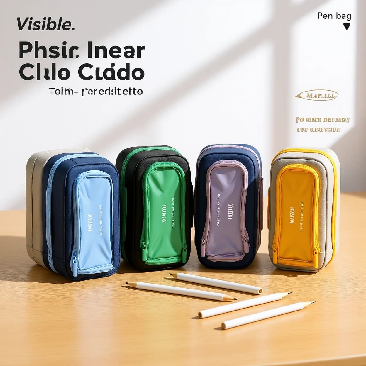 Magnetic Pencil Bag Visible Standing Pencil Bag Pencil Case Large Capacity For Self-Study Daily Class Middle School Students