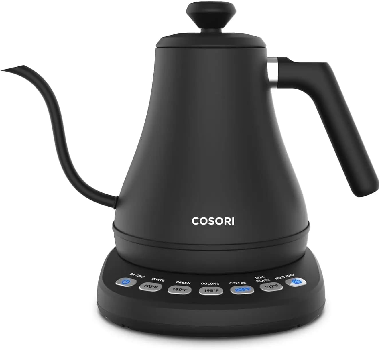 0.8L Electric Gooseneck Kettle with 5 Temperature Presets for Coffee & Tea, 100% Stainless Steel, Fast Heating