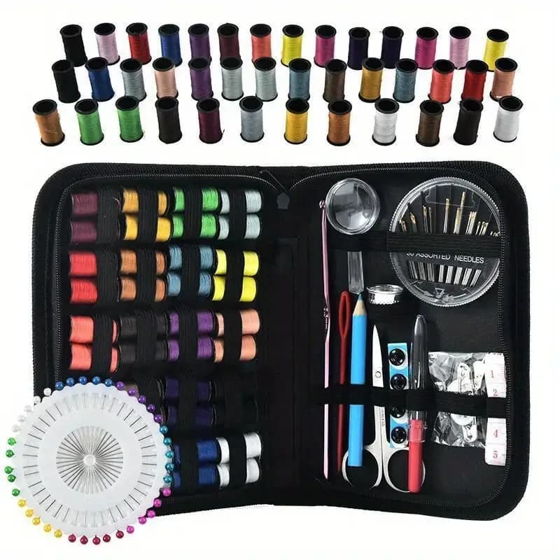 Kit da Cucito Grande Fai-da-Te (14×21.5cm) - 24 Colori di Fili da 100 Iarde, Aghi Multi-Misura e Strumenti Premium