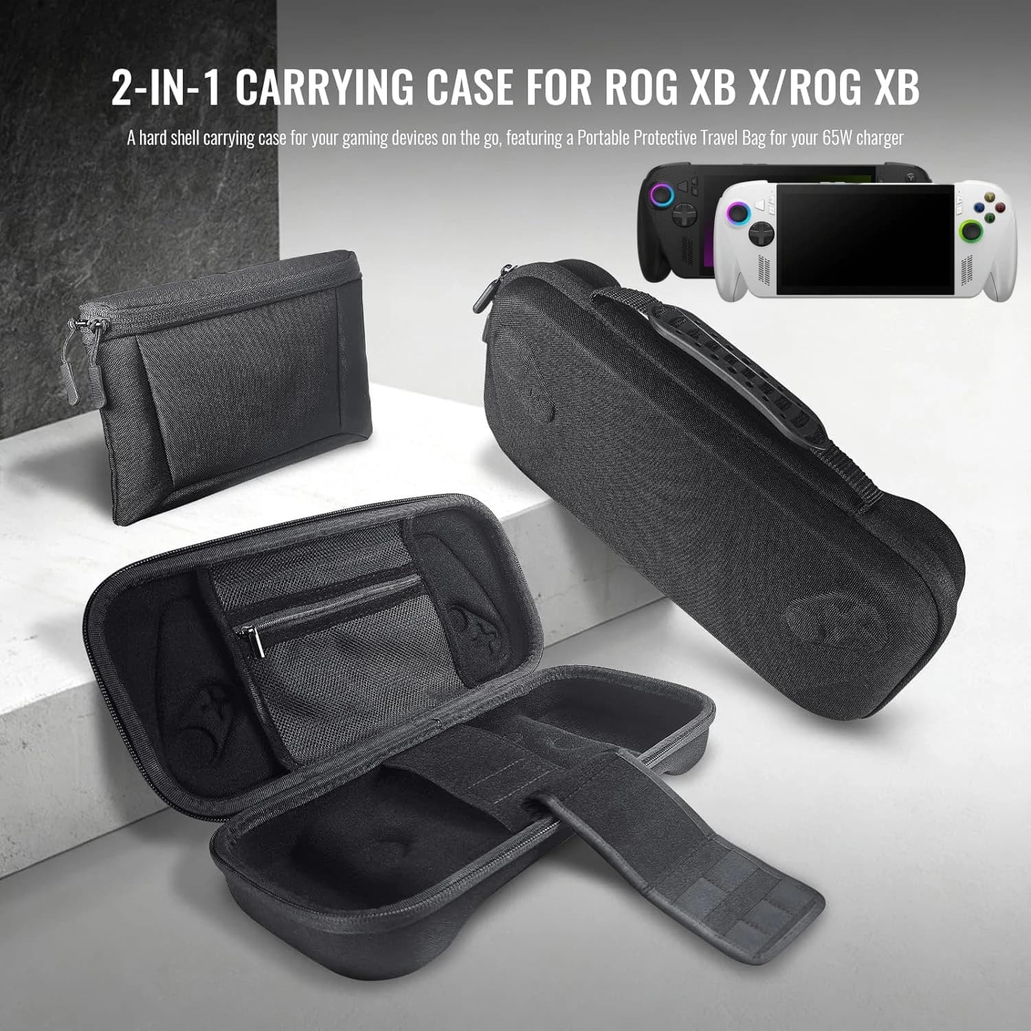 Custodia da viaggio 2 in 1 compatibile con ROG Xbox Ally Custodia protettiva rigida protettiva Custodia per accessori ASUS ROG Xbox Ally X