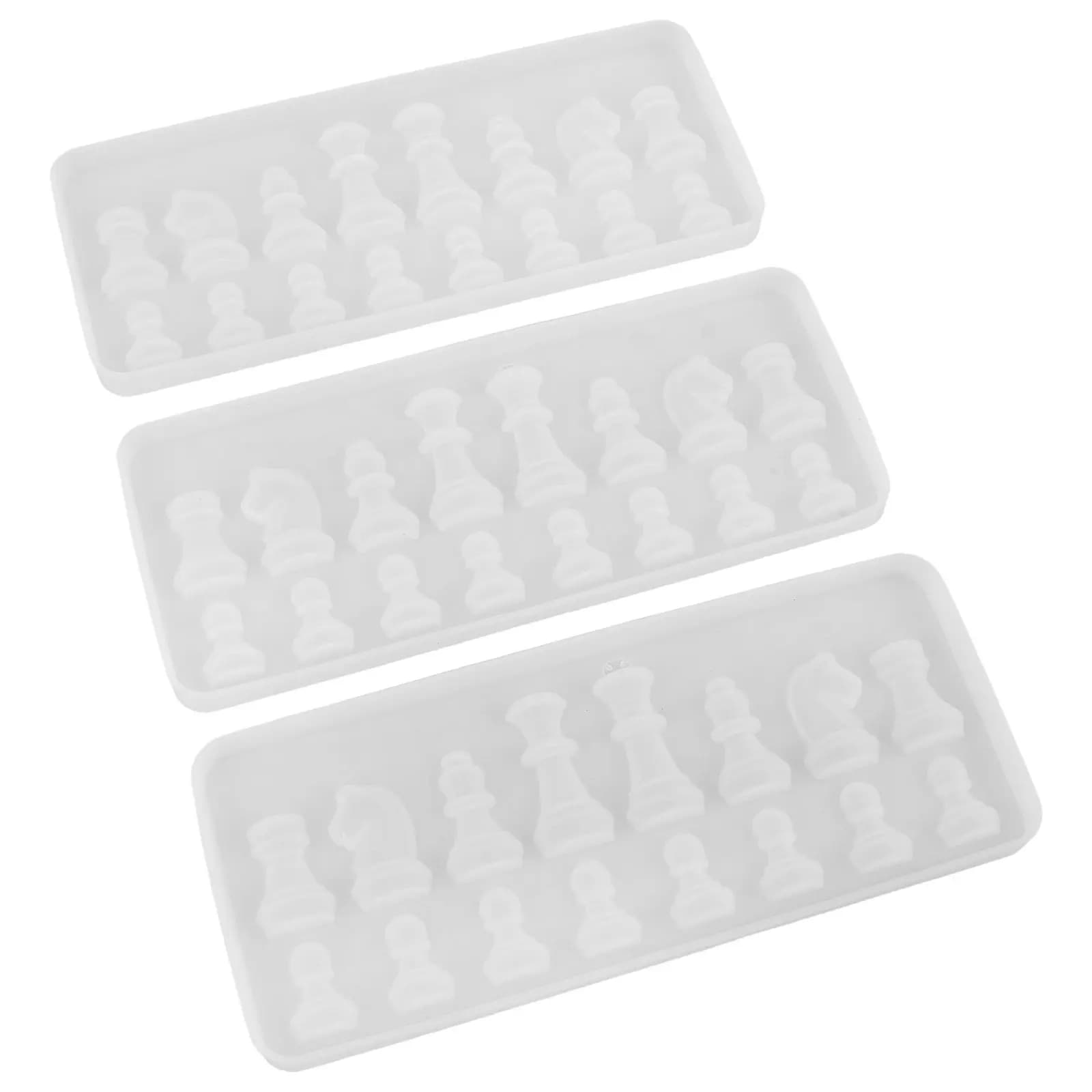 Set di 3 Stampi in Silicone a Forma di Scacchi per Resina, Argilla, Epossidica, Progetti Fai-da-Te, Creazione di Gioielli, Stampi Flessibili ad Alta Precisione