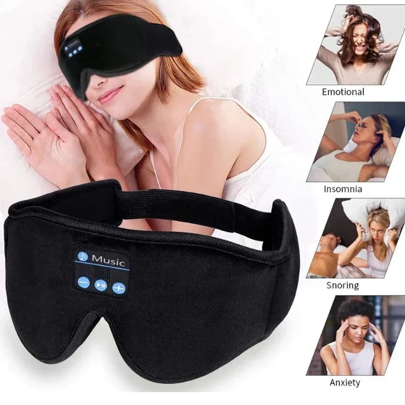 Bluetooth 3D Headphone Sleep Mask for Soft Elastic Eye and Comfortable Music Playback Headphones for Sleep with Integrated HD Speaker