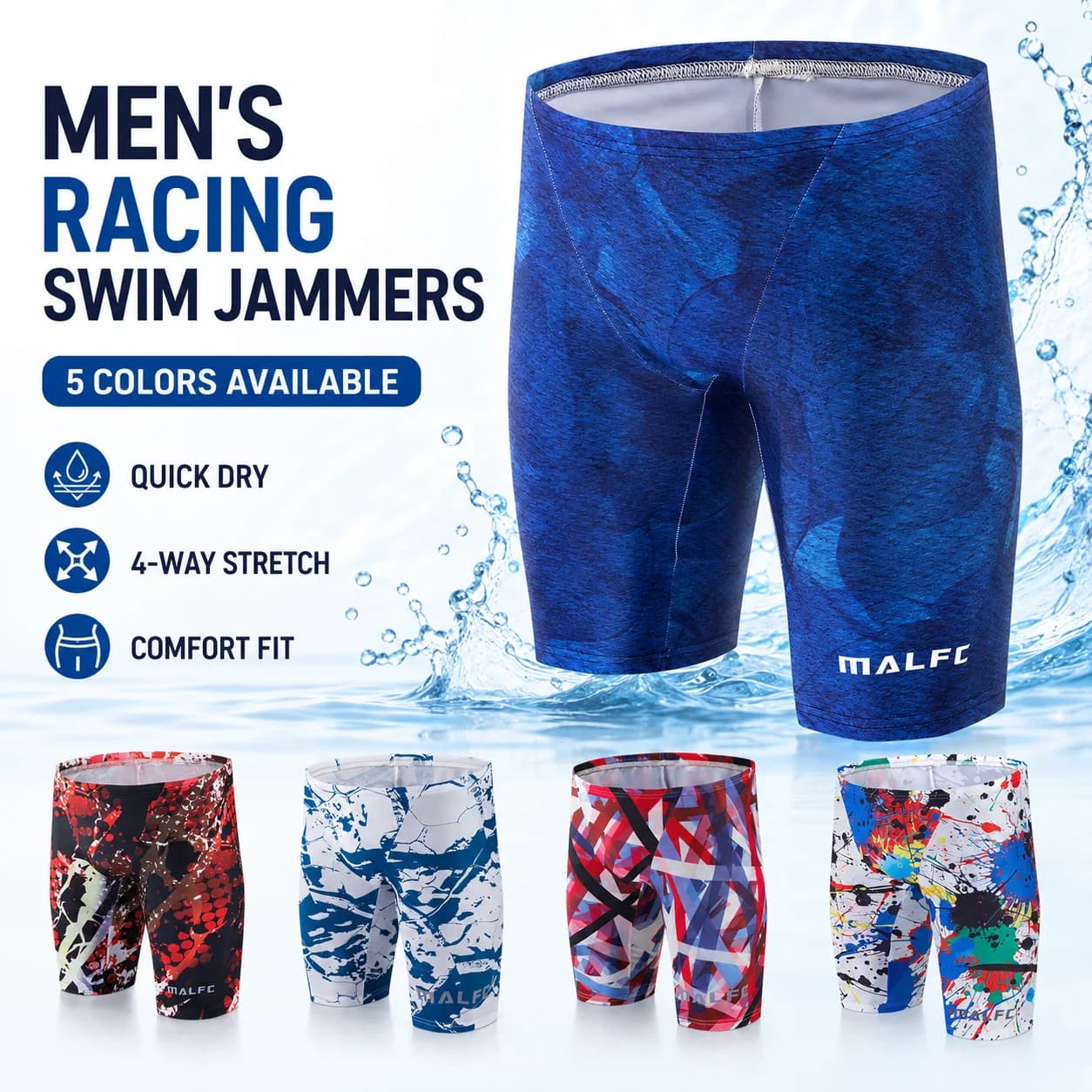 MALFC Costume da Bagno Estivo da Uomo, Pantaloncini da Nuoto a Rapida Asciugatura, Costume Sportivo da Spiaggia, Pantaloncini da Surf