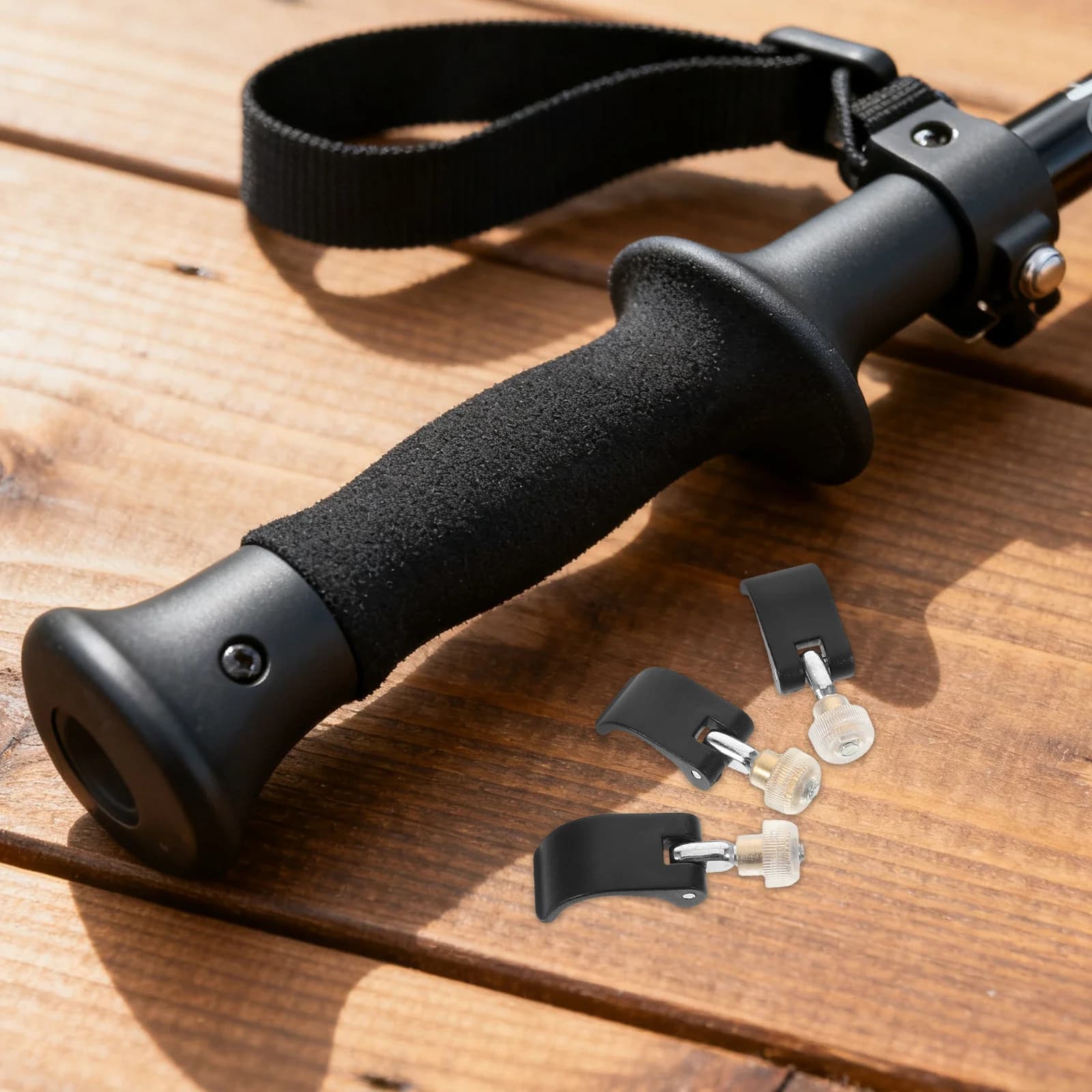 6 Pieces Clips for Trekking Sticks with Exterior Lock, Hiking and Alpine Stick Accessories, Spare Parts