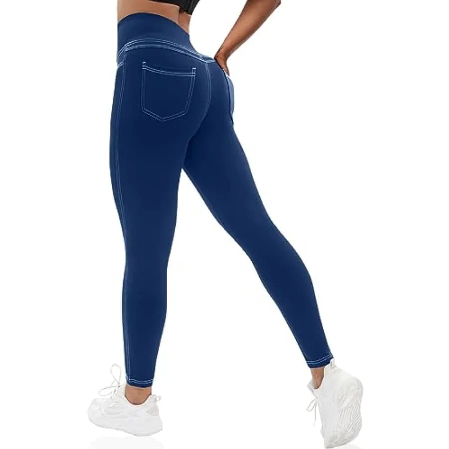 VOOVEEYA Leggings da donna curvy, pantaloni da yoga a vita alta con tasche posteriori, controllo della pancia - Morbidi come il burro - Elastici