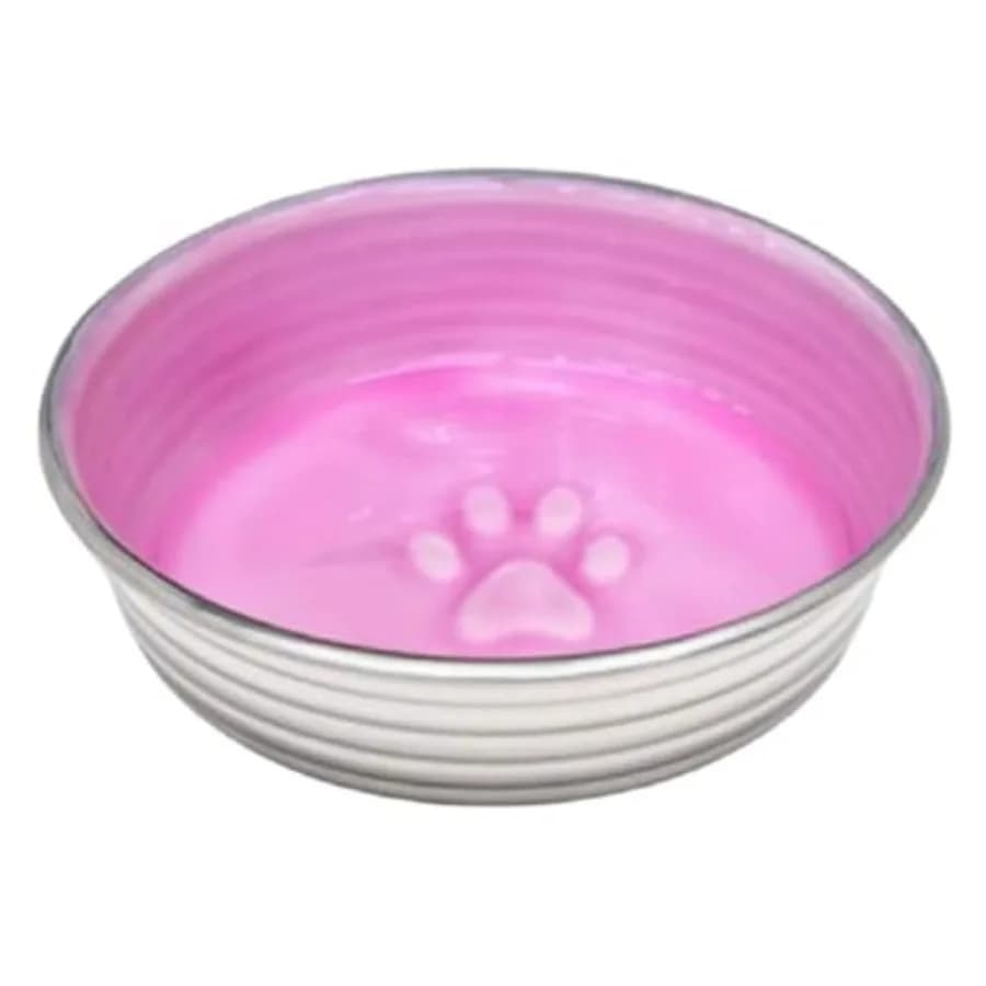 Ciotola per Cibo e Acqua per Cani in Ceramica Emel con Base Antiscivolo in Acciaio Inox, Antispruzzo, Rosa