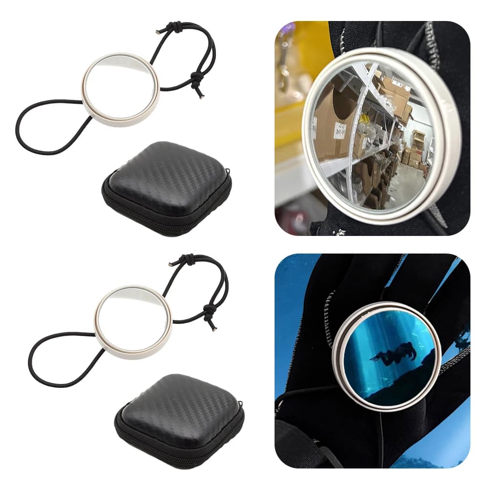 Marine rearview mirror with cord, underwater rearview mirror, underwater observation mirror, round rearview mirror for scuba diving and snorkeling