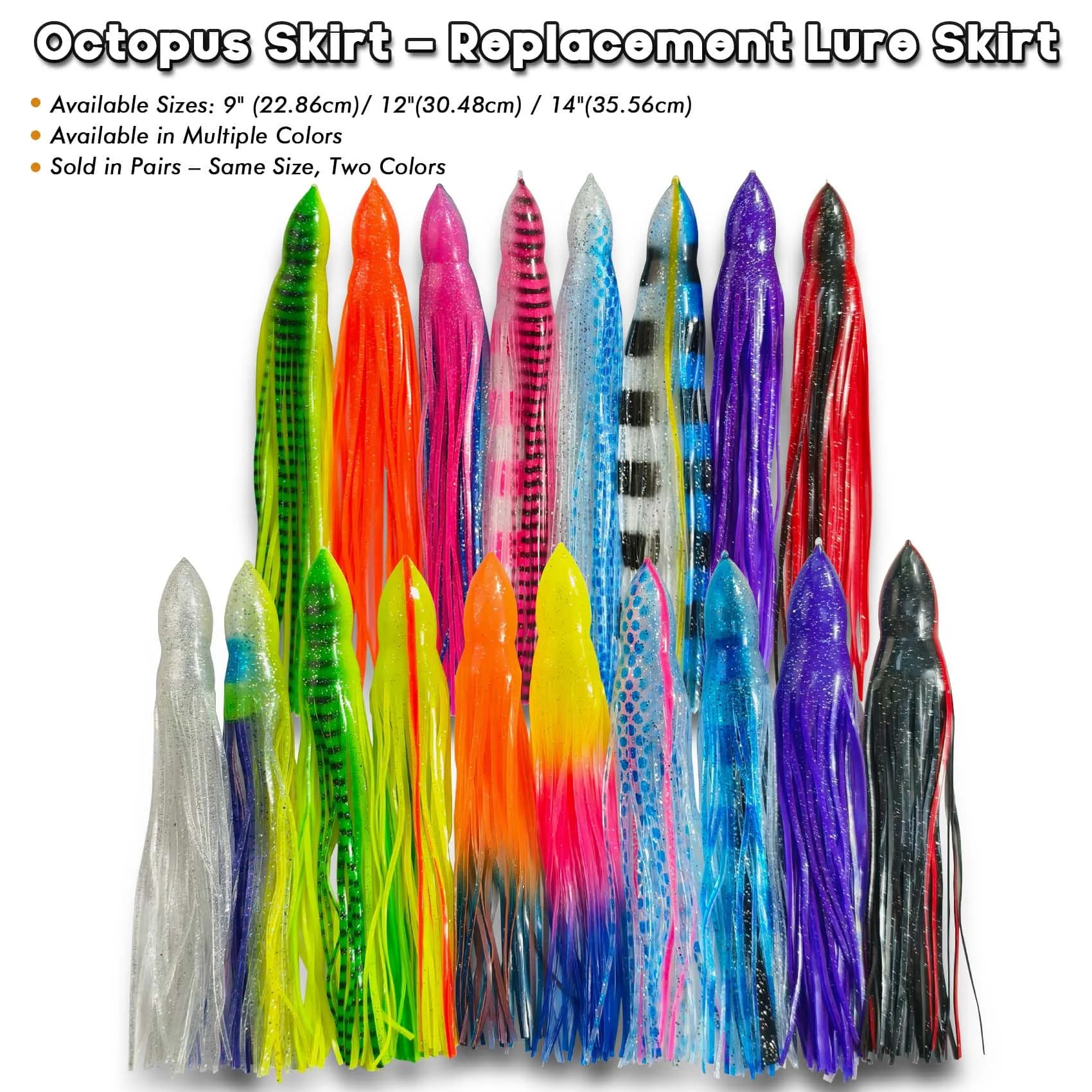 Aventik Squid Skirt for Trolling Lure Soft Rubber Bait for Sea Bass Tuna Mahi Marlin Wahoo Sailfish