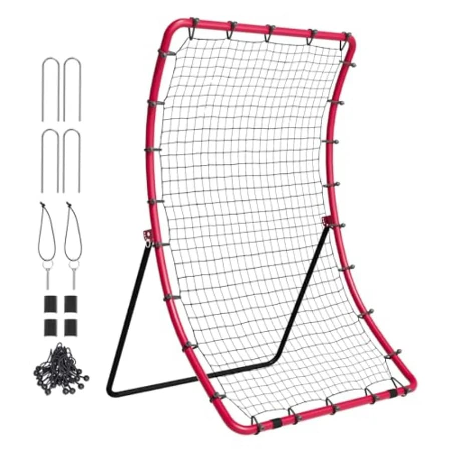 Rete di Rimbalzo per Baseball e Softball, Rete di Rimbalzo PitchBack per Allenamento di Lancio Baseball, Rete di Rimbalzo per Allenamento di Ritorno Pallone Pallavolo con Funzione di Lancio