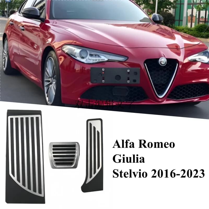 Pedali LHD Gas Acceleratore Pedale del Freno Copertura Per Alfa Romeo Giulia Stelvio 2016-2023 Poggiapiedi Piastra Frizione Pastiglie Car Styling