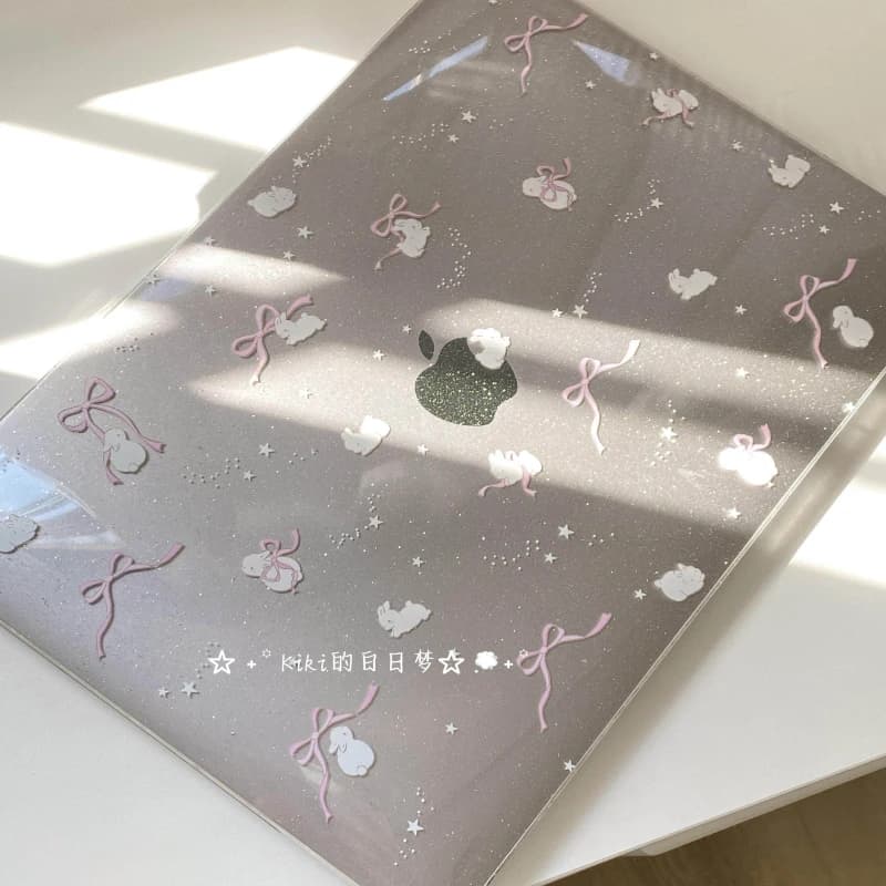 Custodia Protettiva Rigida Rosa con Glitter e Fiocco per MacBook Neo New Air 13 15 Pro 13 14 16 M1 M2 M3 M4 M5 Chip