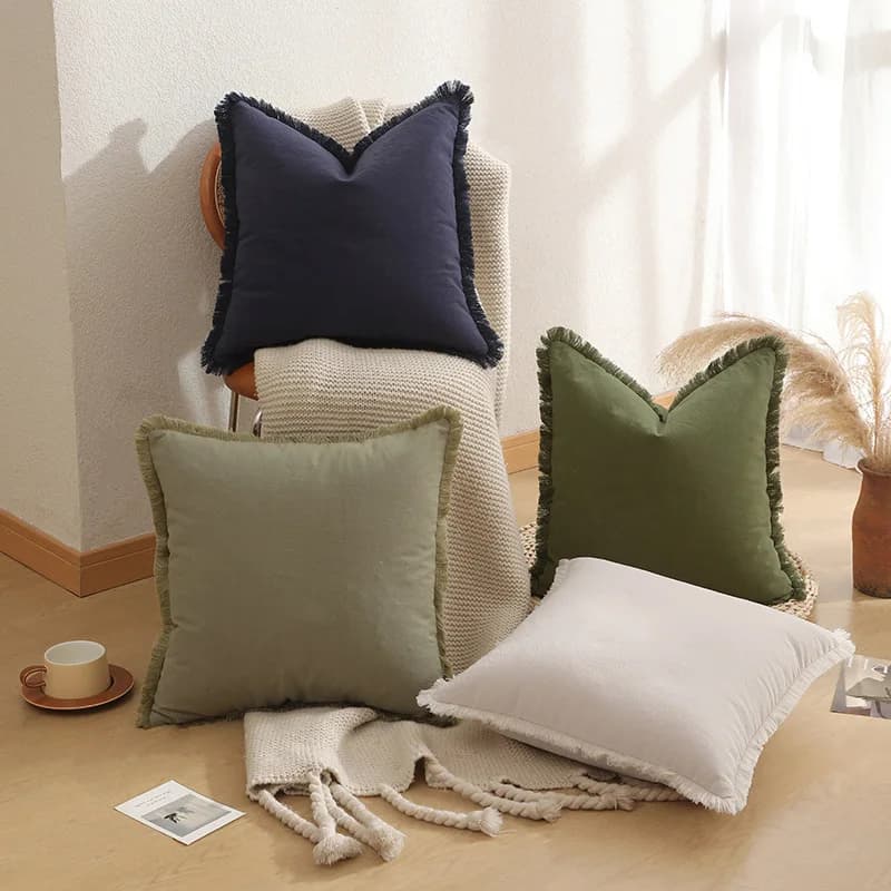 1PC Simple Light Luxury Solid Color Cushion Cover 50X50 Decor Home and Sofa Cotton Throw Pillowcase Funda Cogines De 45X45