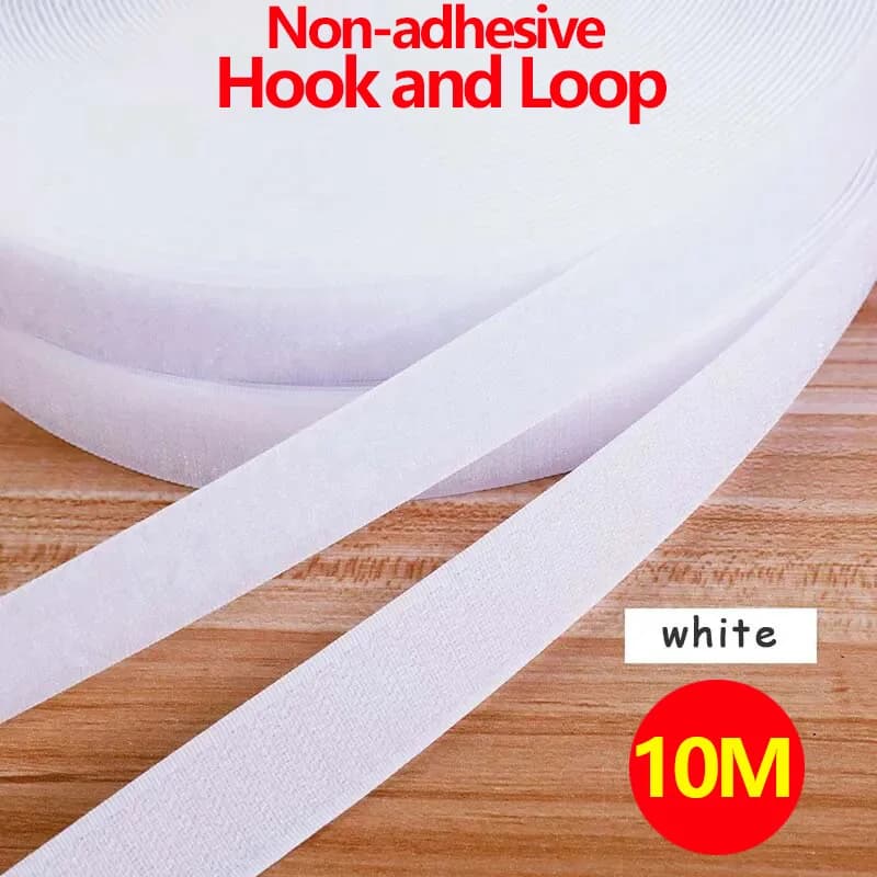 10Meter Non-Adhesive Magic Nylon Strap Sewing Hook and Loop Stickless Fastener Tapes No Glue DIY Accessories 20/25/30/50mm White