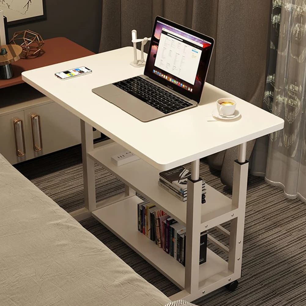 Piccola scrivania da ufficio Scrivania mobile laterale regolabile in altezza con ruote Scrivanie portatili con rotelle Comodino per computer portatile