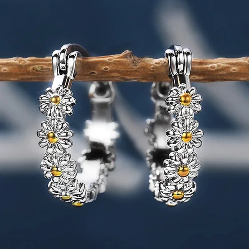 New Arrival Female Earrings Silver Needle Stackable Daisy Zircon Crystal Earrings For Women Jewelry Wholesale Pendientes