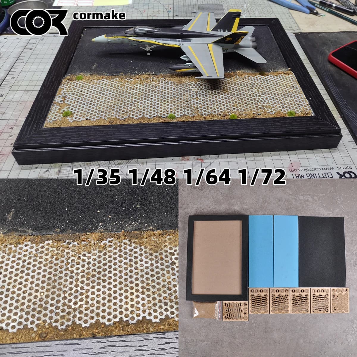 Assembled display stand scale model diorama sand table Brick pavement airport runway surface Highway Road Path 1/32/35/48/64/72