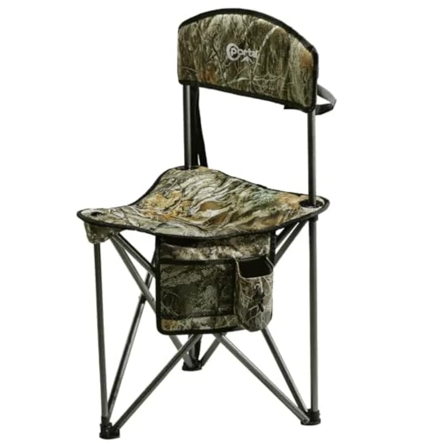 Sgabello Treppiede Pieghevole Extra Large con Schienale, Sedia da Pesca e Campeggio con Tracolla